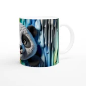 Renkli Damlaların Arasından Bakan Sevimli Panda Temalı Baskılı Kupa Bardak thumbnail 3