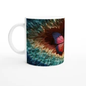 Gizemli Orman Dokusunda Pembe-Mavi Kanatlı Kelebek Baskılı Kupa Bardak thumbnail 2