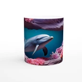 Mercanlar Arasında Yüzen Yunus Su Altı Temalı Kupa Bardak thumbnail 1