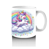 Çocuklara Sütü Sevdiren Gökyüzünde Parıldayan Unicorn Kupa Bardak - 4