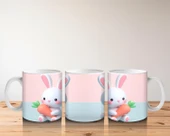 Çocuklara Sütü Sevdiren Havuçlu Tavşan Kupa Bardak - 5