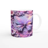 Renkli Kelebekler ve Çiçekler Temalı Baskılı Kupa Bardak thumbnail 3