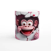 Çatlak Duvardan Bakan Sevimli Maymun Temalı Baskılı Kupa Bardak thumbnail 2