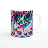 Mama Yazılı Leopar Desenli Kalpli Anneler Günü Kupa Bardak thumbnail 3