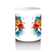 Çocuklara Sütü Sevdiren Çiçek Buketli Yavru Köpek Kupa Bardak - 3