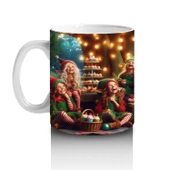 Çocuklara Sütü Sevdiren Neşeli Elfler ve Orman Şenliği Desenli Kupa Bardak - 2