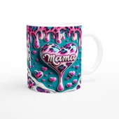Mama Yazılı Turkuaz Zeminli Leopar Desenli Anneler Günü Kupa Bardak thumbnail 3