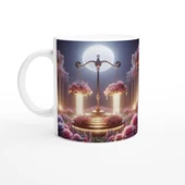 Terazi Burcu Baskılı Kahve Kupası - Ay ışığında Zodyak Bahçesi Vs2 - 1