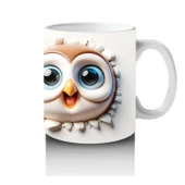 Çocuklara Sütü Sevdiren Gözleri Parıldayan Baykuş Çifti Kupa Bardak - 4