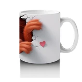 Çocuklara Sütü Sevdiren Kalp Çatlağından Bakan Şirin Maymun Kupa Bardak - 4