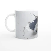 Duvarın Ardından Merakla Bakan Tavşan Temalı Baskılı Kupa Bardak thumbnail 2