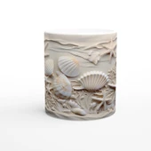 Mercanlar Arasında Deniz Kabuğu ve Yıldızlı Su Altı Temalı Kupa Bardak thumbnail 1