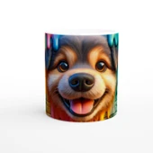 Renkli Damlayan Duvar ve Neşeli Köpek Temalı Baskılı Kupa Bardak thumbnail 1