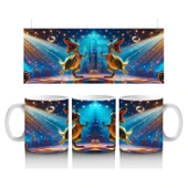 Çocuklara Sütü Sevdiren Disko Topu Altında Dans Eden Dinozor Desenli Kupa Bardak - 1