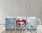 Çocuklara Sütü Sevdiren Duvarı Delip Bakan Meraklı Baykuş Kupa Bardak - 6