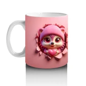 Çocuklara Sütü Sevdiren Neşeli Şapkalı Sincap Kupa Bardak thumbnail 2