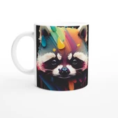 Renk Patlamalı Rakun Baskılı Kupa Bardak - 1