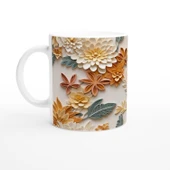 Pastel Bahar Çiçekleri Rölyef Desenli Kupa Bardak - 1