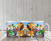 Çocuklara Sütü Sevdiren Balon Figürlü Sevimli Aslan ve Fil Desenli Kupa Bardak - 6