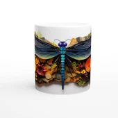 Renkli Çiçekler Arasında Yusufçuk Temalı Baskılı Kupa Bardak - 1