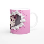 Pembe Gözlü Kar Leoparı Temalı Baskılı Kupa Bardak thumbnail 3