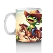 Çocuklara Sütü Sevdiren Atlı Kovboy Kurbağa Kupa Bardak - 2