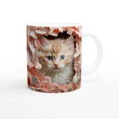 Duvarın Ardından Bakan Yavru Kedi Temalı Baskılı Kupa Bardak thumbnail 2