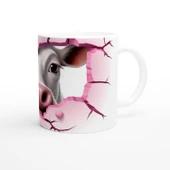 Gülümseyen İnek ve Kalpli Çatlak Duvar Temalı Baskılı Kupa Bardak thumbnail 3