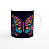 Renkli Çiçekli Kelebek Kupa Bardak thumbnail 3