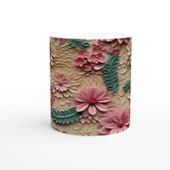 Pembe Çiçek Buketi Kupa Bardak - 2