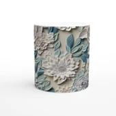 Pastel Mavi ve Krem Çiçekli Kupa Bardak thumbnail 2