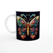 Renkli Kelebek Baskılı Kupa Bardak - 1