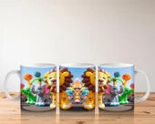 Çocuklara Sütü Sevdiren Balon Figürlü Sevimli Aslan ve Fil Desenli Kupa Bardak - 5