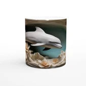 Mercan Dalgalar Arasında Yüzen Şirin Yunus Kupa Bardak - 1