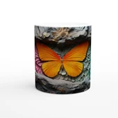 Renklerin Dansı İçinden Fırlayan Kelebek Temalı Baskılı Kupa Bardak - 1