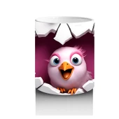 Çocuklara Sütü Sevdiren Kalp Çatlağından Bakan Pembeli Kuş Kupa Bardak - 3