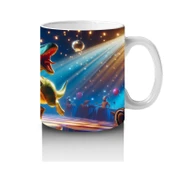 Çocuklara Sütü Sevdiren Disko Topu Altında Dans Eden Dinozor Desenli Kupa Bardak - 4