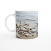 Mercan Dalgaları ve Beyaz Kabuklu Su Altı Temalı Kupa Bardak - 2