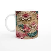 Pembe Çiçek Buketi Kupa Bardak - 1