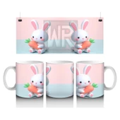 Çocuklara Sütü Sevdiren Havuçlu Tavşan Kupa Bardak - 1