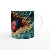 Gizemli Orman Dokusunda Pembe-Mavi Kanatlı Kelebek Baskılı Kupa Bardak thumbnail 3