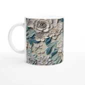 Pastel Mavi ve Krem Çiçekli Kupa Bardak thumbnail 1