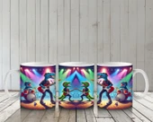 Çocuklara Sütü Sevdiren Müzik Grubu Dinozorlar Desenli Kupa Bardak thumbnail 6