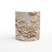 Pudra Detaylı Zarif Kabartmalı Çiçek Kupa Bardak thumbnail 2