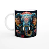 Etnik Desenli Fil Baskılı Kupa Bardak - 1