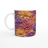 Pastel Bahar Dokulu Çiçek Desenli Kupa Bardak - 1