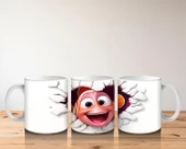 Çocuklara Sütü Sevdiren Duvarı Delip Bakan Renkli Palyaço Balığı Kupa Bardak - 5