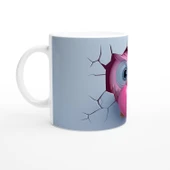 Pembe Kalp Tutan Baykuş Temalı Baskılı Kupa Bardak thumbnail 2