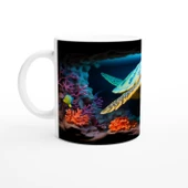 Mercan Mağarasında Yüzen Deniz Kaplumbağası Kupa Bardak - 2