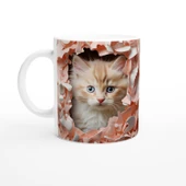 Duvarın Ardından Bakan Yavru Kedi Temalı Baskılı Kupa Bardak thumbnail 1